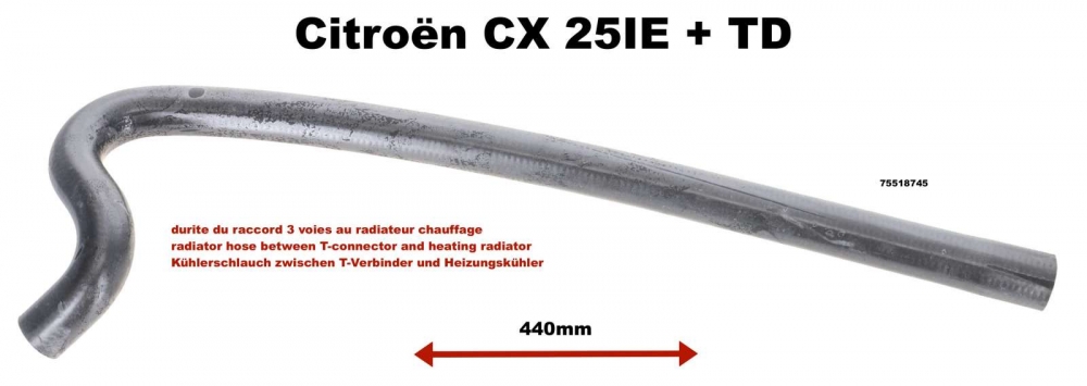Sonstige-Citroen - CX, radiatorslang tussen T-stuk en verwarmingsradiator (warmtewisselaar). Geschikt voor Ci