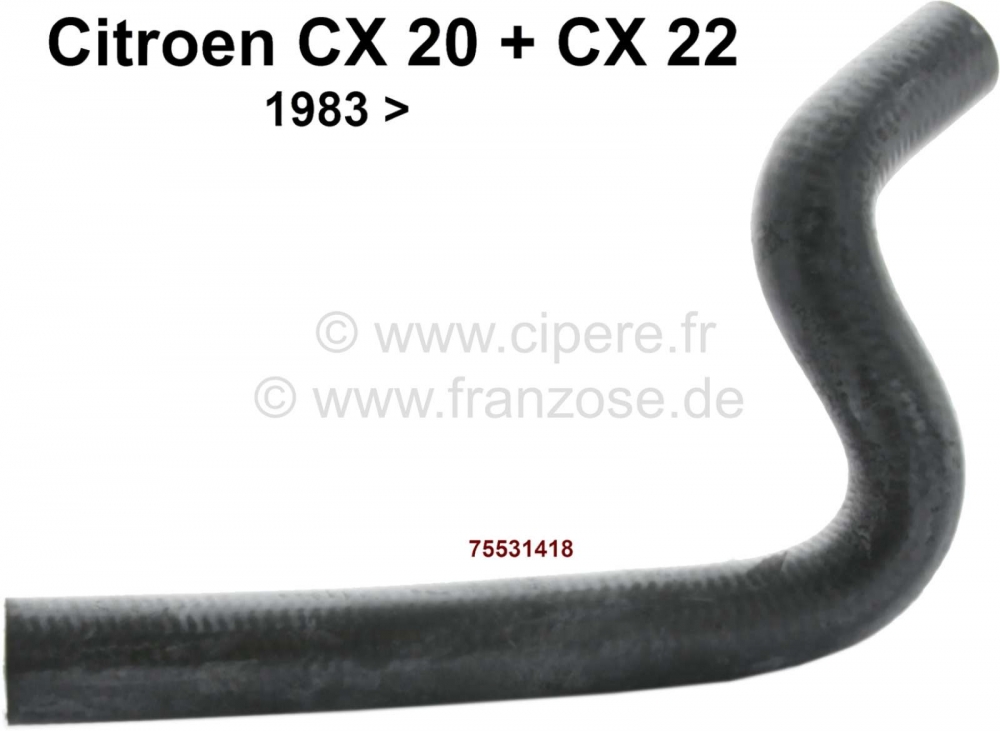 Sonstige-Citroen - CX, radiatorslang voor de warmtewisselaar (kachel), links. Geschikt voor Citroen CX 20 + C
