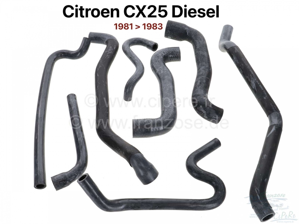Sonstige-Citroen - CX25 D, radiatorslangset voor CX25 diesel van 1981 tot 1983. De set bevat alle radiatorsla