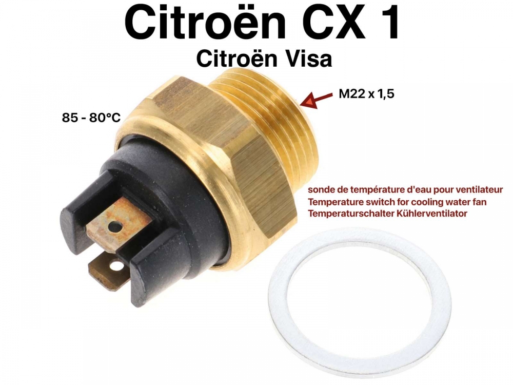 Sonstige-Citroen - Temperatuurschakelaar voor koelwaterventilator CX1, alle benzinemotoren. Visa + LNA alle. 