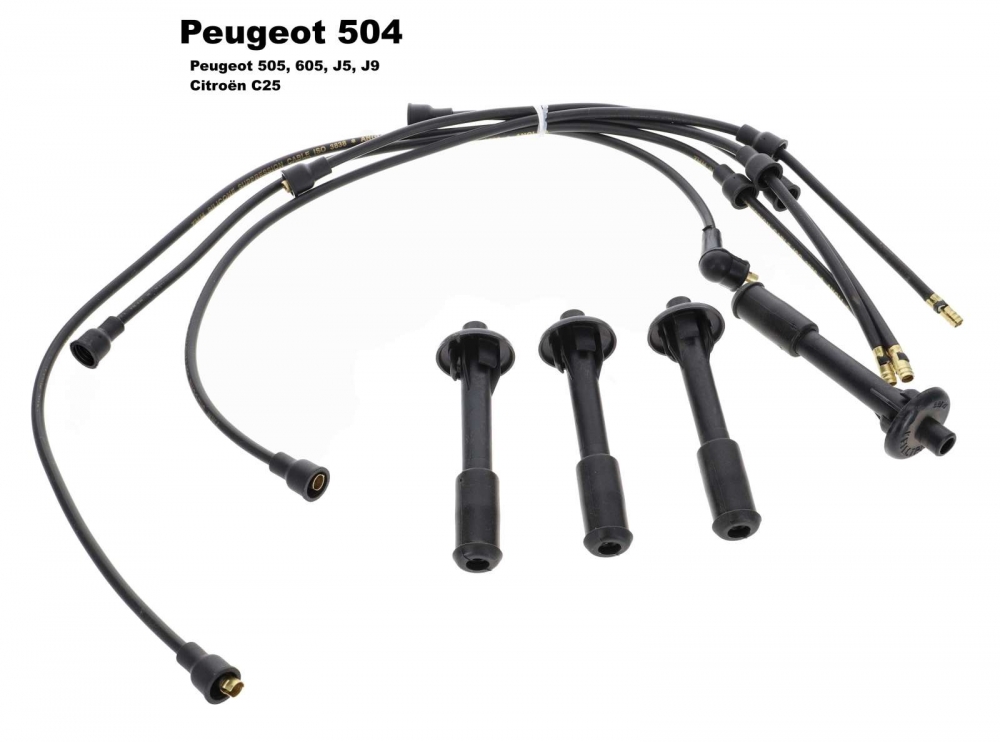 Peugeot - Bougiekabelset. Geschikt voor Peugeot 504 (2.0L), alle modellen (sedan, cabriolet, coupé)