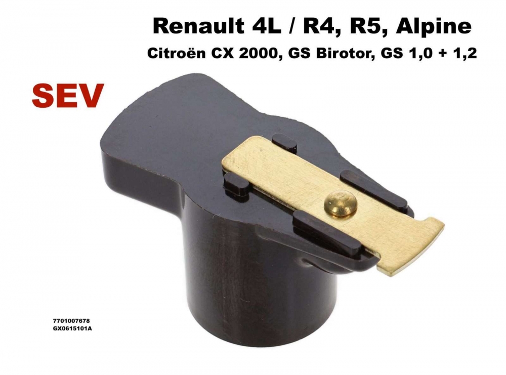 Renault - SEV, verdeler vinger. Geschikt voor Renault R4, R5 1.3(1224, 1394) + R5 Alpine (1223). Cit