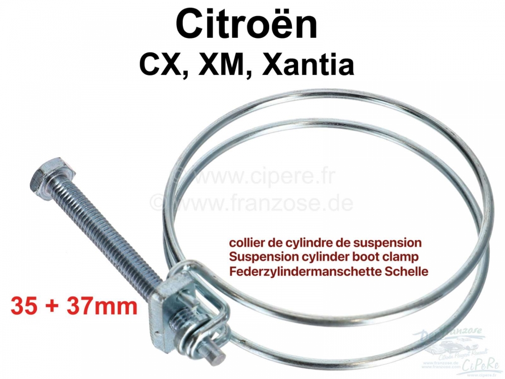 Sonstige-Citroen - Veercilinder kofferklem klein (voor 35 + 37mm diameter). Geschikt voor Citroen CX, XM, Xan