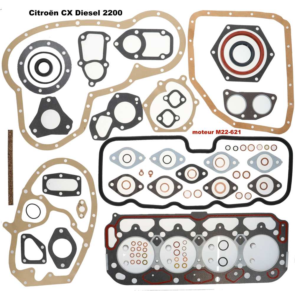 Sonstige-Citroen - Complete motorpakkingset, Citroen CX Diesel 2200, motor M22-621, incl. klepsteelafdichting