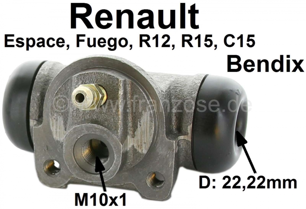 Sonstige-Citroen - Remcilinder achterwiel (Bendix-systeem), past links of rechts. Voor Citroën C15. Renault 