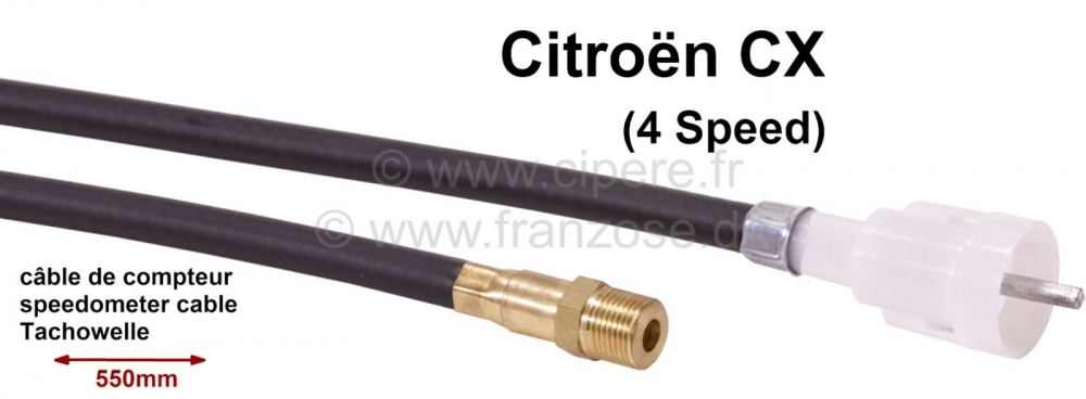 Sonstige-Citroen - Snelheidsmeterkabel CX 4 versnellingen, onderste deel 550mm 5490132