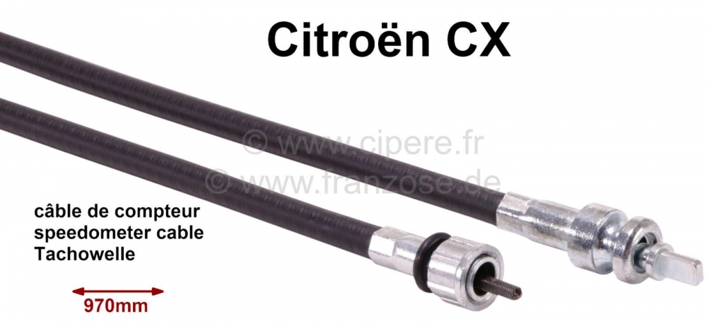 Sonstige-Citroen - Snelheidsmeterkabel CX 5 versnellingen, onderste deel 970mm 75491627