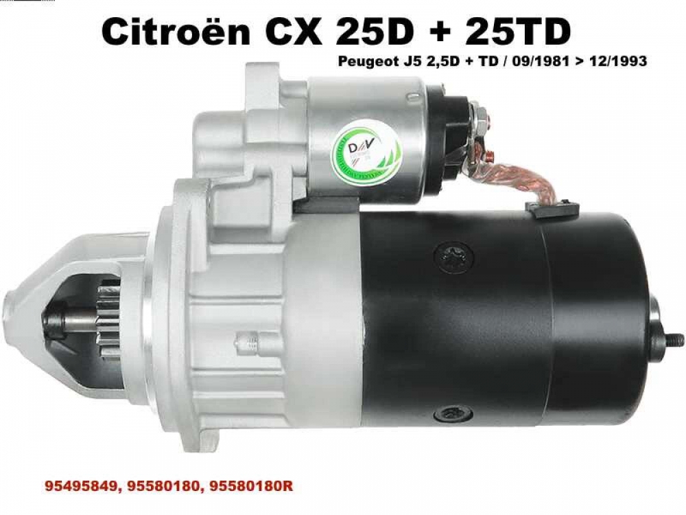 Sonstige-Citroen - Starter (in ruil) voor Citroen CX (2.0+2.2), van 1979 tot 1989. Peugeot 505 (2.0+2.2) van 