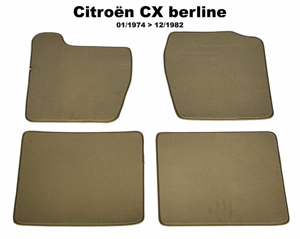 Sonstige-Citroen - CX, vloermattenset Velour Exellence (4 stuks, achter + voor), beige met beige kunstlederen