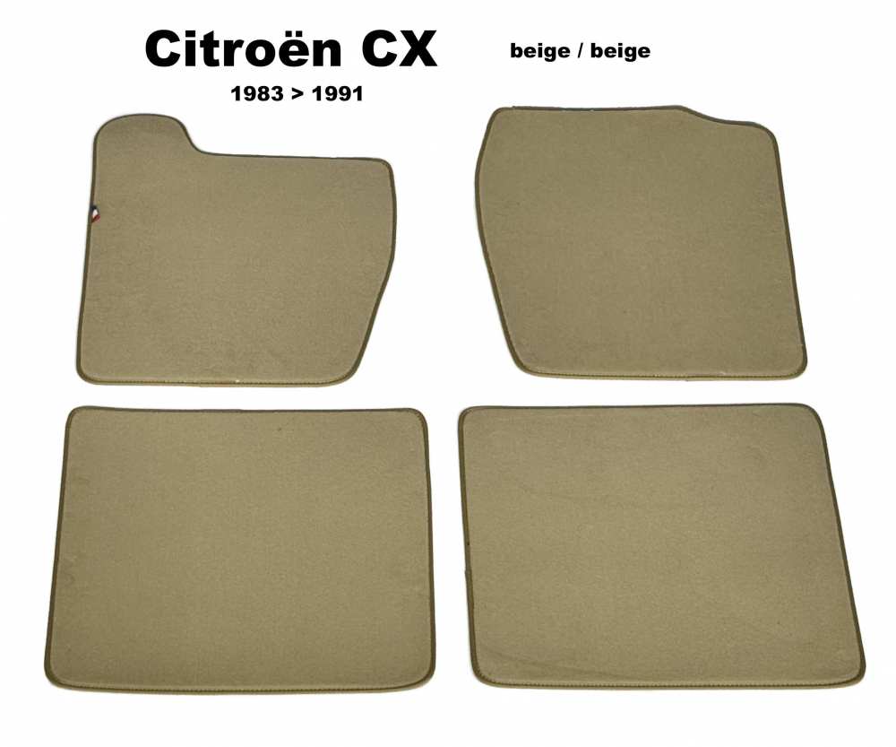 Sonstige-Citroen - CX, vloermattenset Velour Exellence (4 stuks, achter + voor), beige met beige kunstlederen