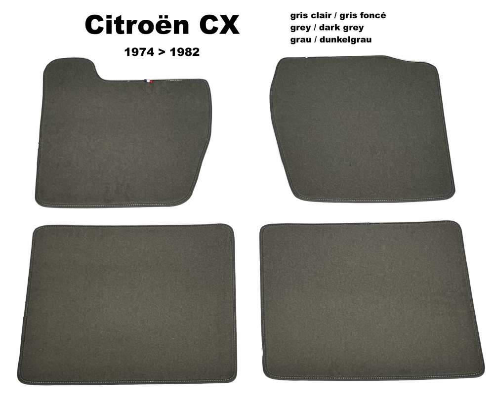 Sonstige-Citroen - CX, vloermattenset Velour Exellence (4 stuks, achter + voor), grijs (Gris clair) met donke