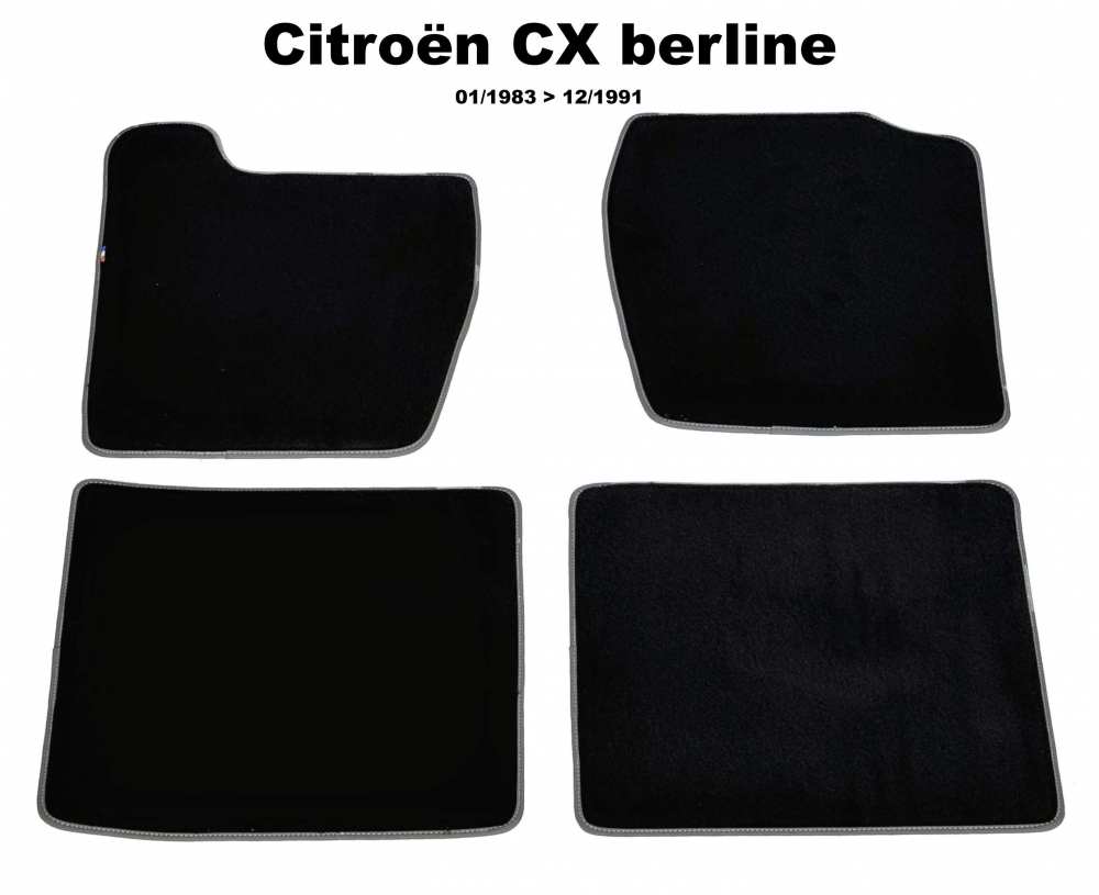 Sonstige-Citroen - CX, vloermattenset Velour Exellence (4 stuks, achter + voor), zwart met donkergrijze (Gris