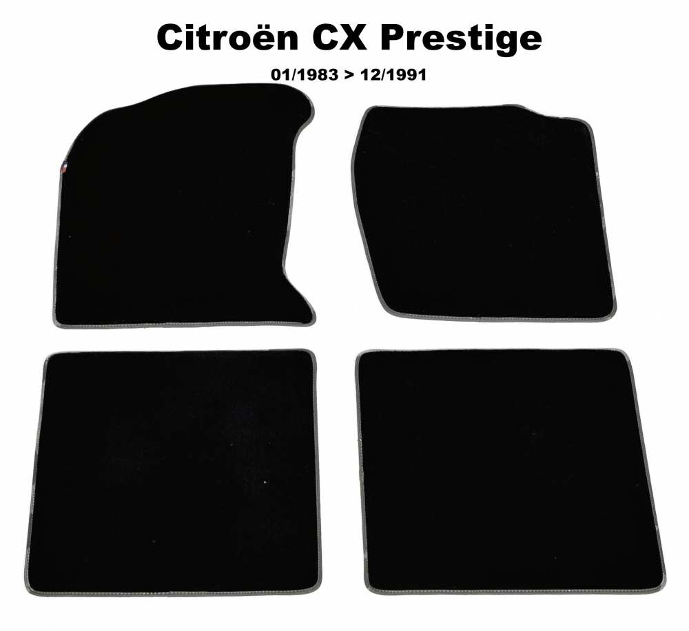 Sonstige-Citroen - CX, vloermattenset Velour Exellence (4 stuks, achter + voor), zwart met donkergrijze (Gris