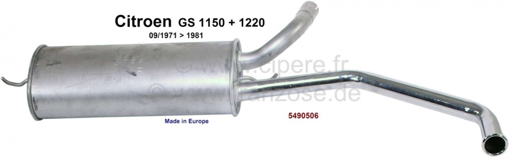 Sonstige-Citroen - Geluiddemper achteraan. Geschikt voor Citroen GS 1015/1220, van bouwjaar 09/1971 tot 1981,