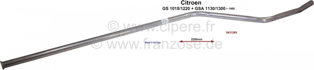 Sonstige-Citroen - Uitlaatpijp, lang, zonder demper (tussen Y-pijp en achterdemper). Geschikt voor Citroen GS