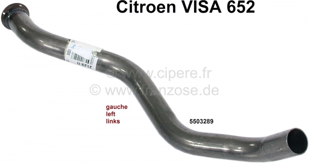 Sonstige-Citroen - VISA 652, uitlaatpijp linksvoor (vlampijp). Geschikt voor Citroen VISA 652 (2 cilinders). 
