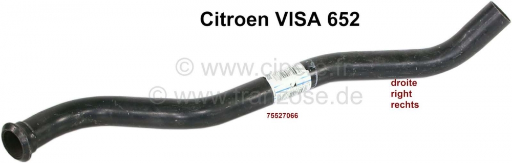 Sonstige-Citroen - VISA 652, uitlaatpijp rechtsvoor (vlampijp). Geschikt voor Citroen VISA 652 (2 cilinders).