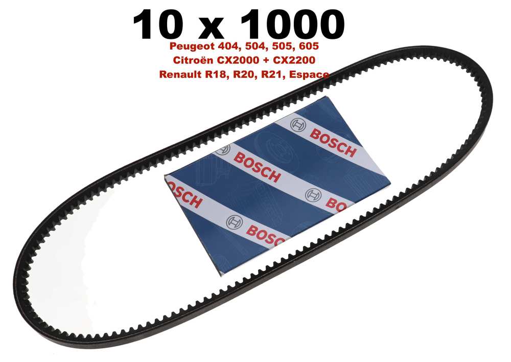 Renault - V-snaar 10x1000. Geschikt voor Peugeot 404 (Paris Rhone + SEV draaistroom, injectie, vanaf