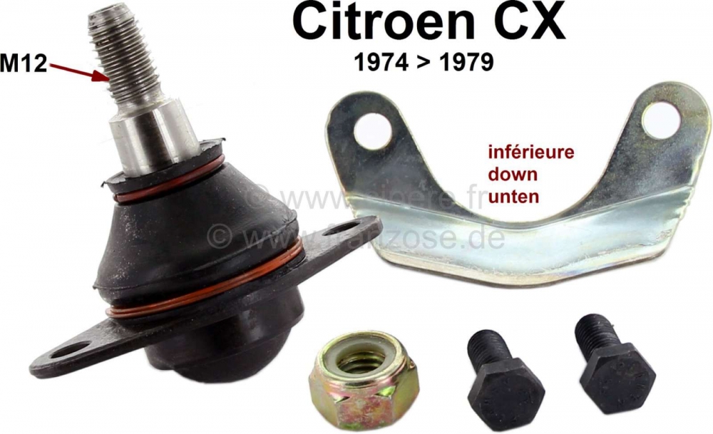 Sonstige-Citroen - Onderste kogelbout (vooras, links of rechts). Geschikt voor Citroen CX, tot modeljaar 1979