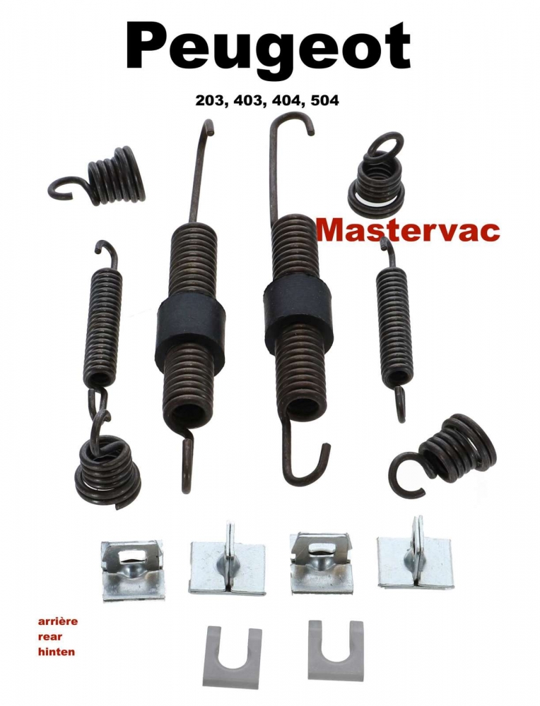 Peugeot - P 203/403/404/504, Remschoenmontageset voor servorem (Mastervac) achter. Geschikt voor Peu