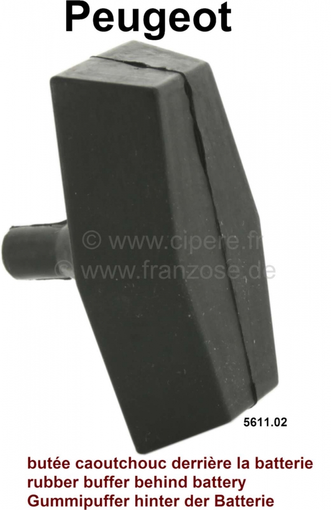 Renault - Rubberen buffer achter de accu. Geschikt voor bijna alle klassieke Peugeots (203, 403, 104
