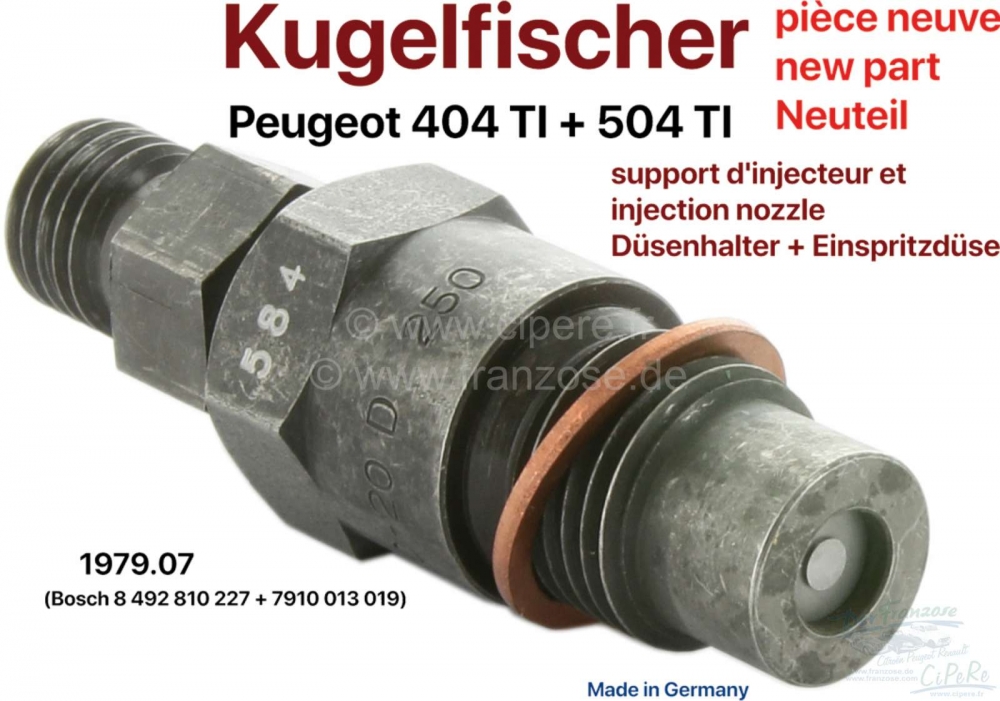 Peugeot - Kugelfischer mondstukhouder + injectiemondstuk (per stuk). Of. Nr. 1979.07 (Bosch 8 492 80