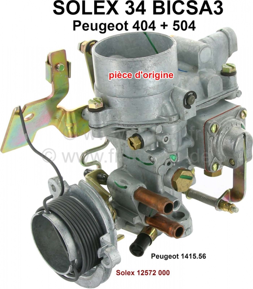 Peugeot - P 404/504, Solex 34BICSA3 carburateur (geen replica). Carburateur diameter: 34mm. Geschikt