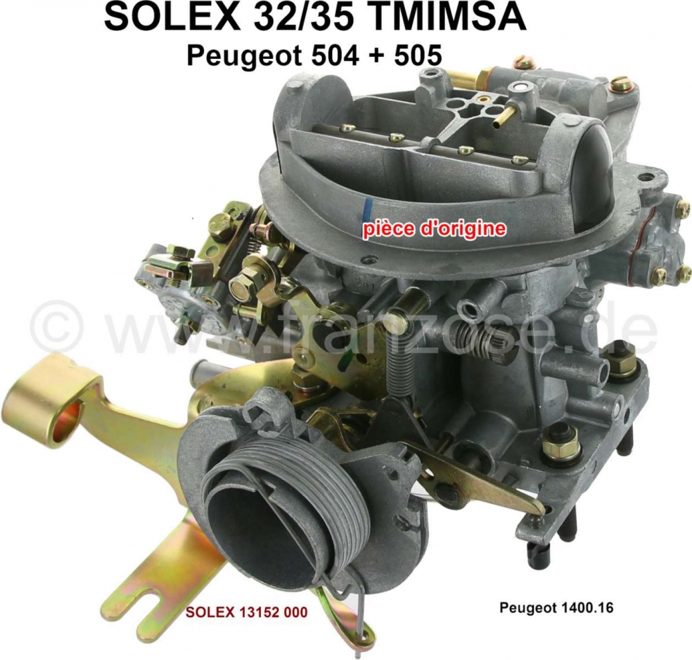 Peugeot - P 504/505, carburateur Solex 32/35 MIMSA dubbele carburateur (geen reproductie). Geschikt 