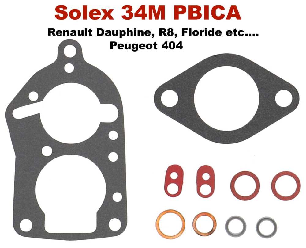 Renault - Carburateur pakkingset Solex 34M PBICA. Geschikt voor Peugeot 404, Renault Dauphine, R8, F