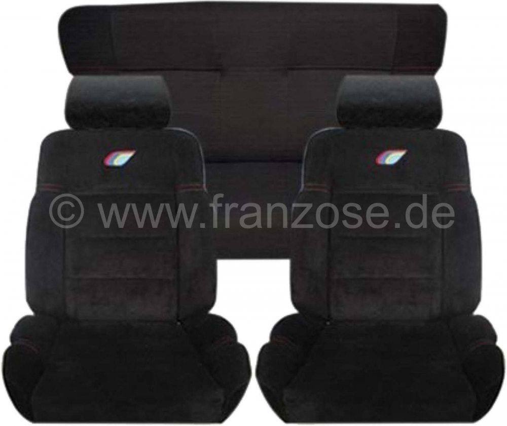 Peugeot - P 205, stoelbekledingset (2x voorstoel, 1x achterbank). Kleur: Rally Velvet Black (zwarte 