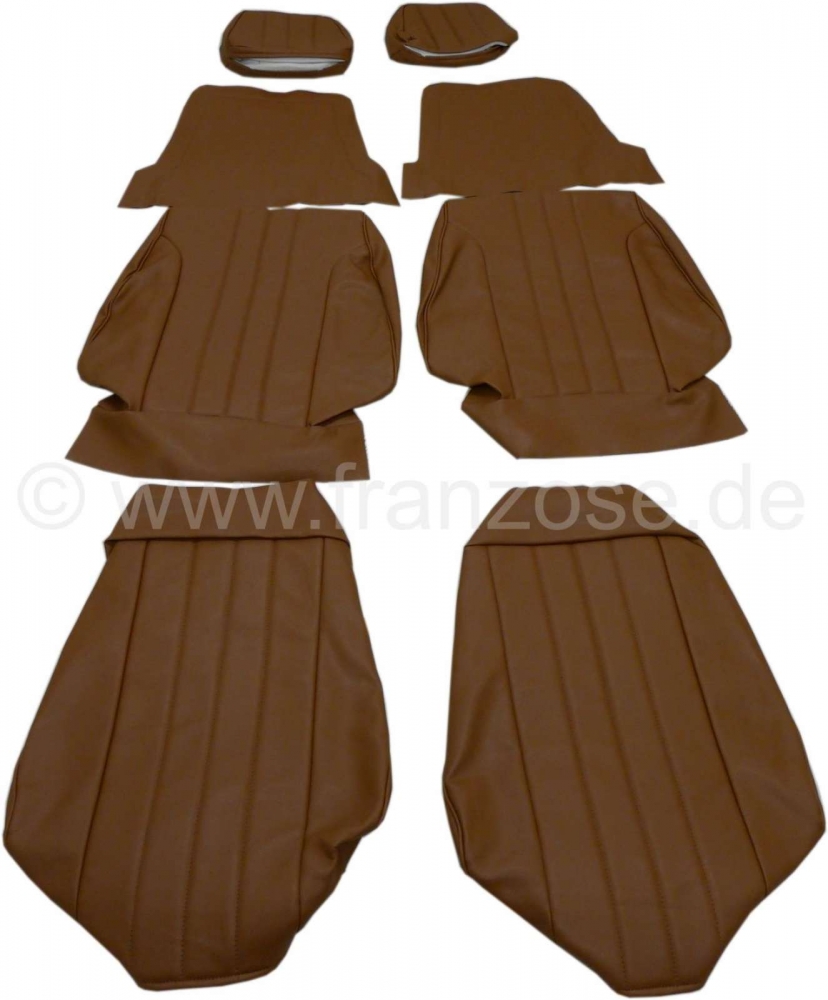 Renault - P 304C, stoelhoezen (2x voorstoel). Kleur: kunstleer bruin. Geschikt voor Peugeot 304 Cabr