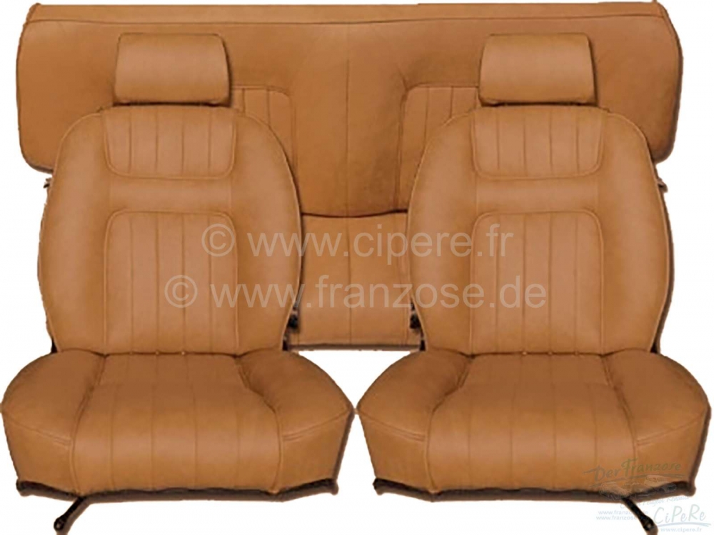 Peugeot - P 504C, stoelhoezen (2x voorbank, 1x achterbank). Kleur: kunstleer licht beige. Geschikt v