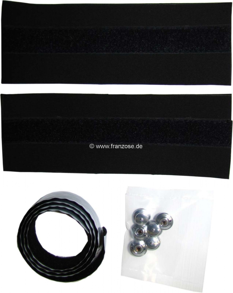 Citroen-2CV - P 204/304, set Loxx knopen (6x) + super, zelfklevend klittenband voor Peugeot 204/304 soft