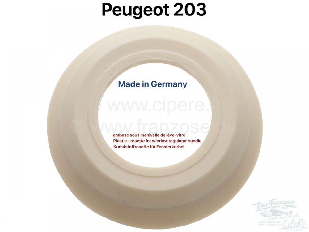 Peugeot - P 203, kunststof rozet voor raamzwengel. Kleur ivoor, Peugeot 203