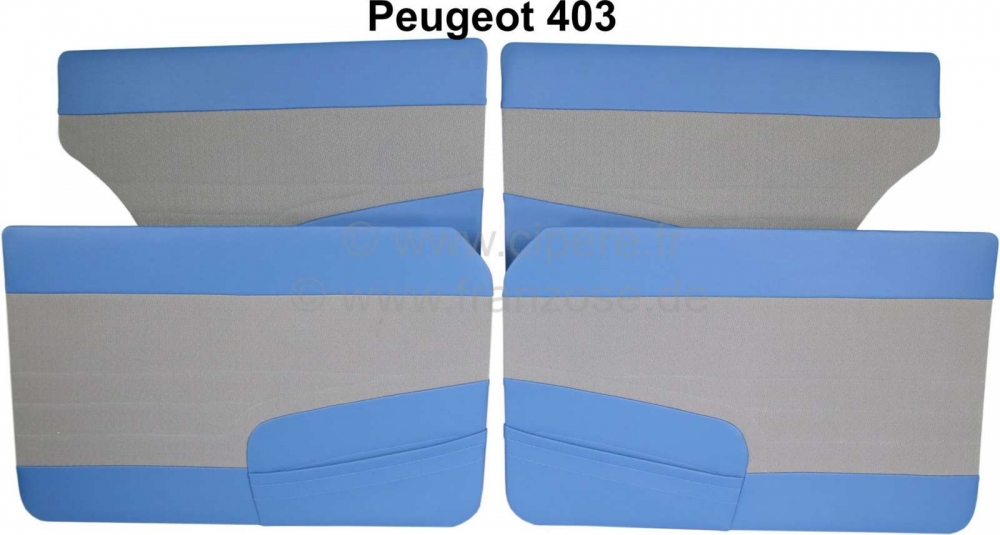 Sonstige-Citroen - P 403, portierbekleding set (4 stuks). Kleur: grijsblauw (Bleu Médit + Tissu Ecorce). Ges