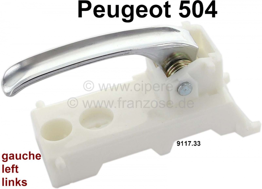 Peugeot - P 504, deuropener (deurgreep) binnen links. Geschikt voor Peugeot 504, Bestelnr. 9117.33. 