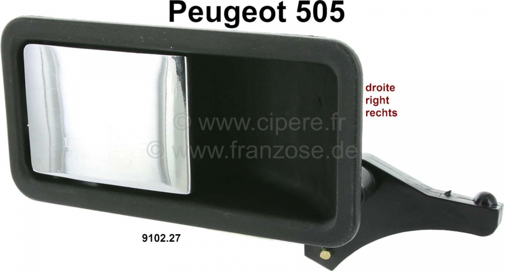 Peugeot - P 505, deuropener (deurgreep) binnenzijde rechts. Geschikt voor Peugeot 505 berline. Of. N