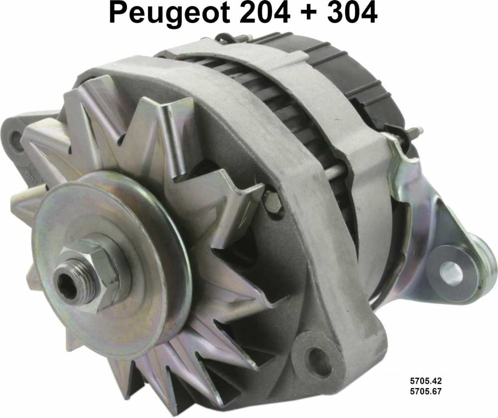 Citroen-2CV - P 204/304, dynamo (nieuw onderdeel). Geschikt voor Peugeot 204 + Peugeot 304. 12 Volt, 60 