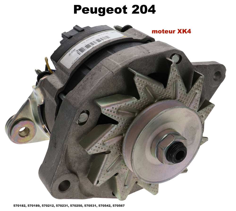 Citroen-2CV - P 204, dynamo wisselstroom. Geschikt voor Peugeot 204, van bouwjaar 10/1969 tot 07/1973. M