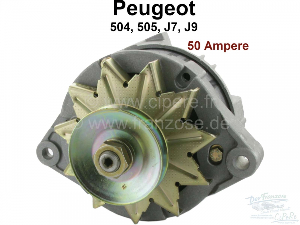 Renault - P 504/505/J7/J9, dynamo. Geschikt voor Peugeot J7, J9, 505, 504 (benzinemotor met carburat