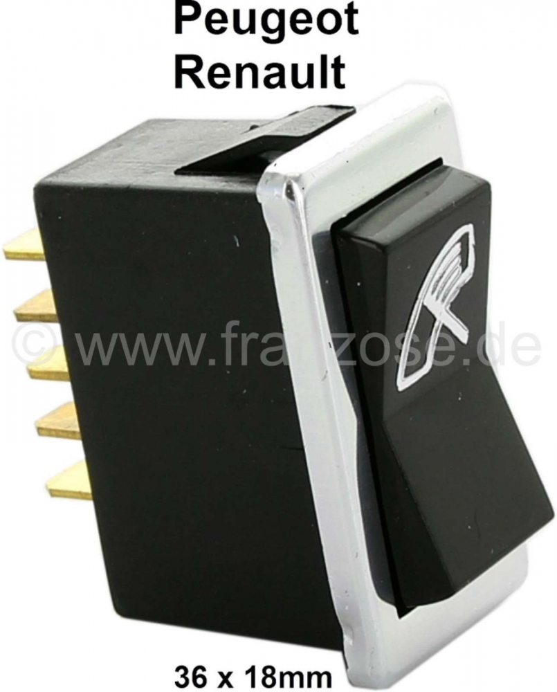 Renault - tuimelschakelaar ruitenwisser Peugeot 204-304 1966>80, 404 1960>72, 504 1968>78, R16 1965>