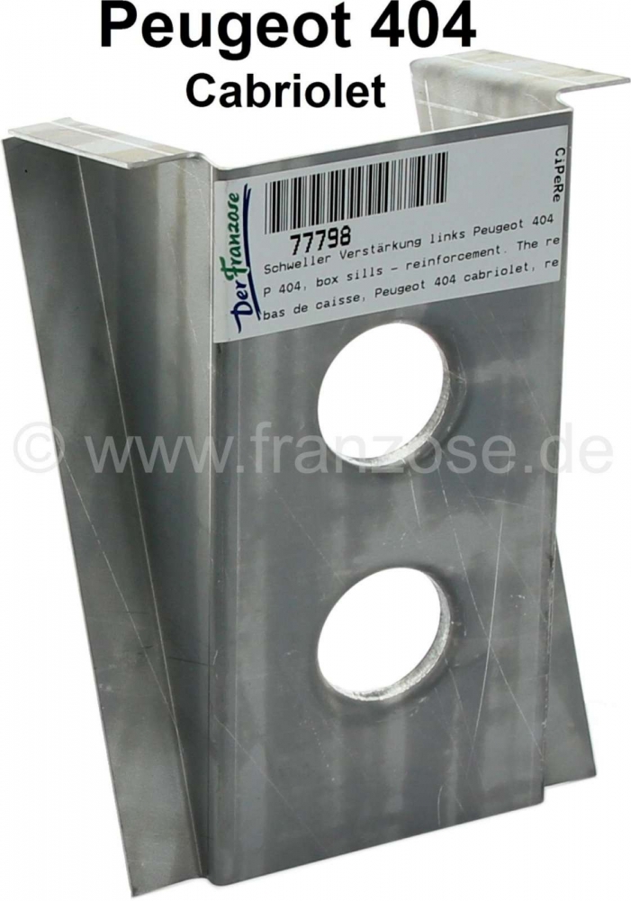 Peugeot - P 404, dorpelversteviging. De versteviging past links + rechts. Per stuk. Geschikt voor Pe