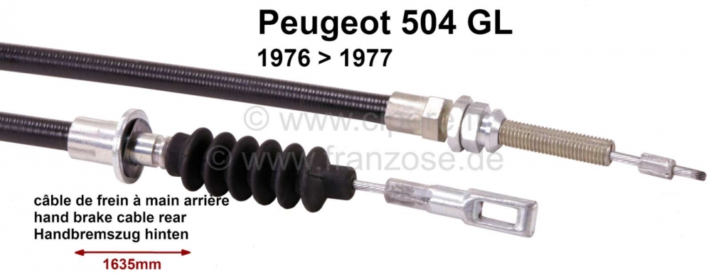 Renault - P 504, handremkabel achter, GL 76-77, 1635/1110mm links of rechts passend