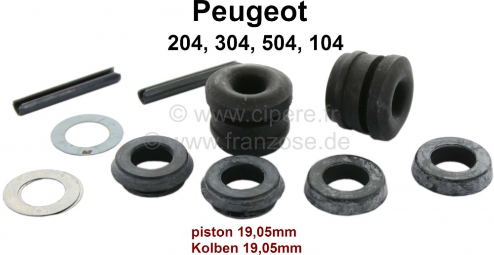Renault - P 204/304/504/104 Reparatieset voor hoofdremcilinder (2-krings remsysteem). Zuiger diamete