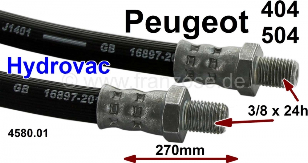Peugeot - P 404/504, remslang van de hoofdremcilinder naar de Hydrovac. Geschikt voor Peugeot 404 + 