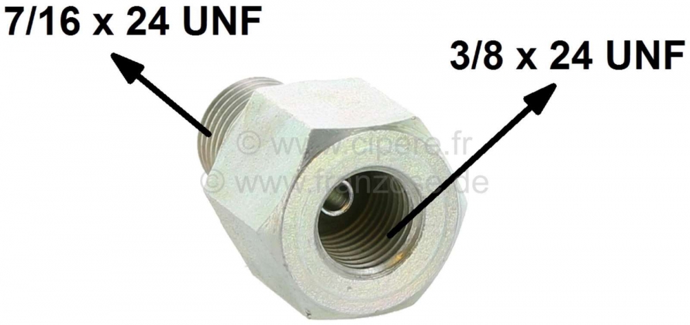 Renault - Remleidingadapter van 7/16x24 UNF naar 3/8x24UNF. Voor E - flare. Gemaakt in Frankrijk