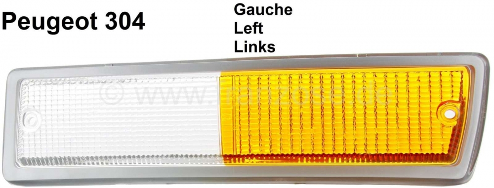 Peugeot - P 304, knipperlichtkap linksvoor, kleur wit-oranje, frame zilver
