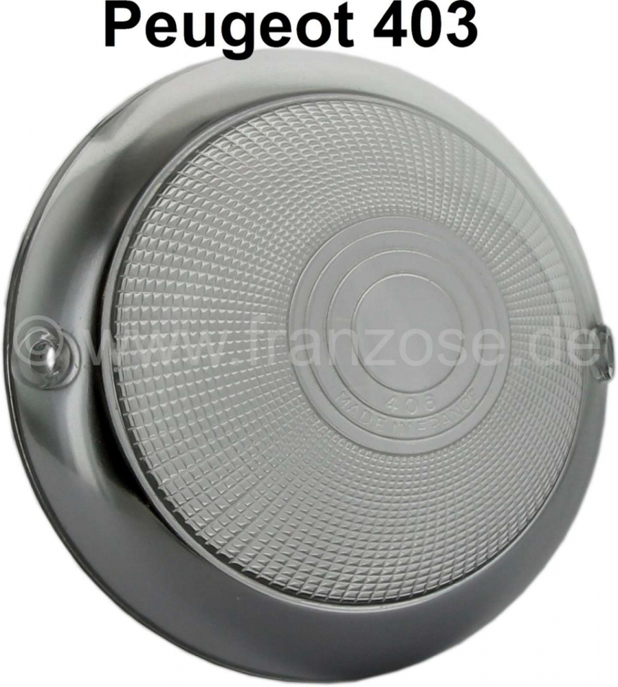 Peugeot - P 403, knipperlichtkap vooraan met chromen rand, helder, diameter 11,5cm