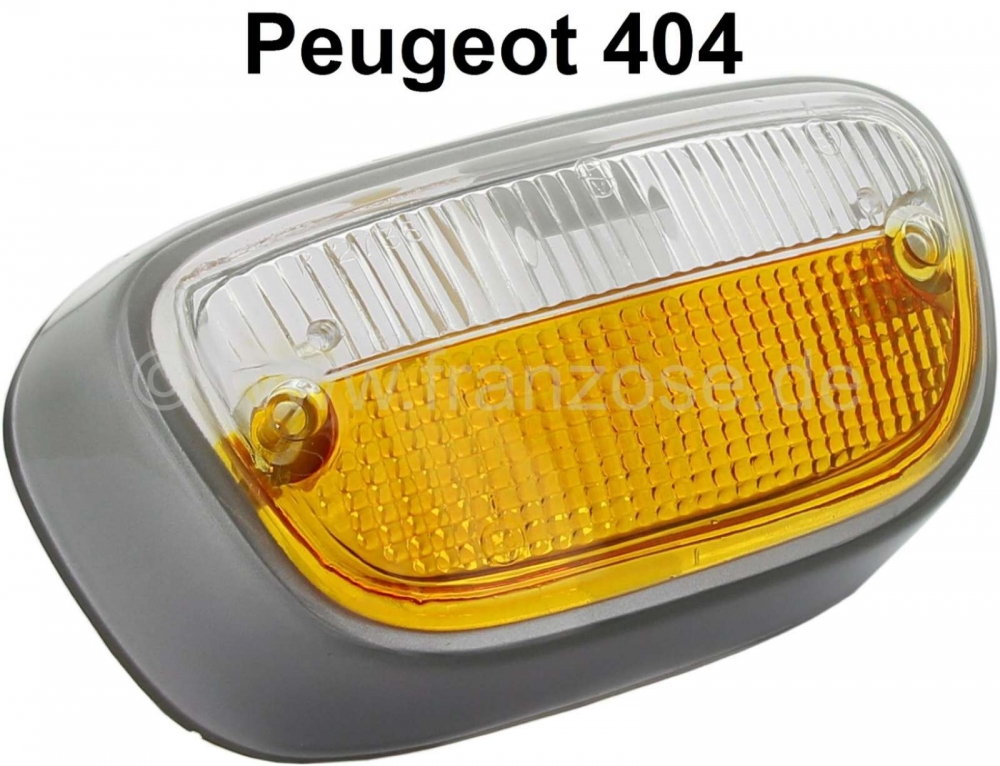 Peugeot - P 404, knipperlichtkap vooraan (standlicht), wit-oranje, zilveren frame