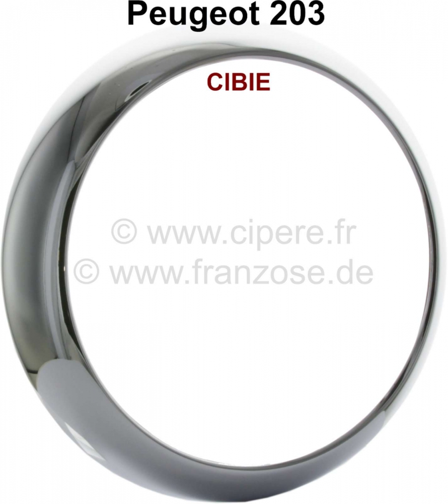 Peugeot - P 203/403, koplamp chroom ring, CIBIE uitvoering. Voor Peugeot 203 + 403. Buitendiameter: 